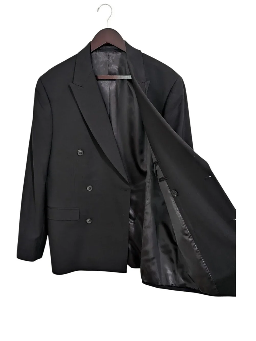 Topman Mens Black Double Breasted Blazer Jacket NWT Size 40R Peak Lapel